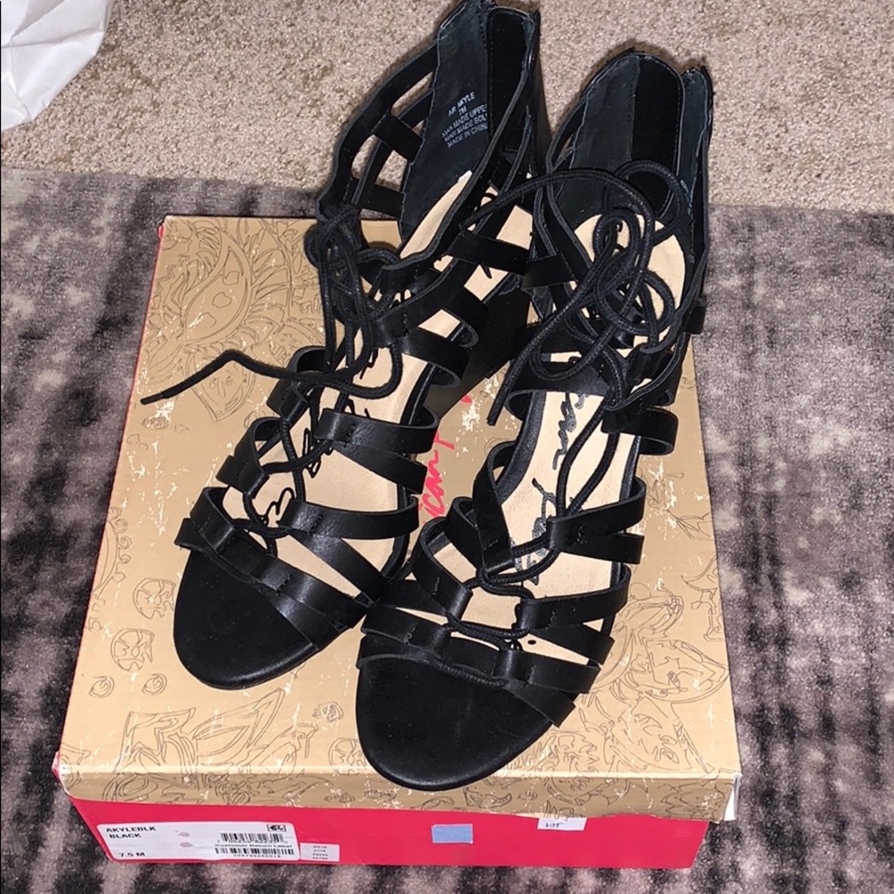 American rag lace heels with zip up heel with box